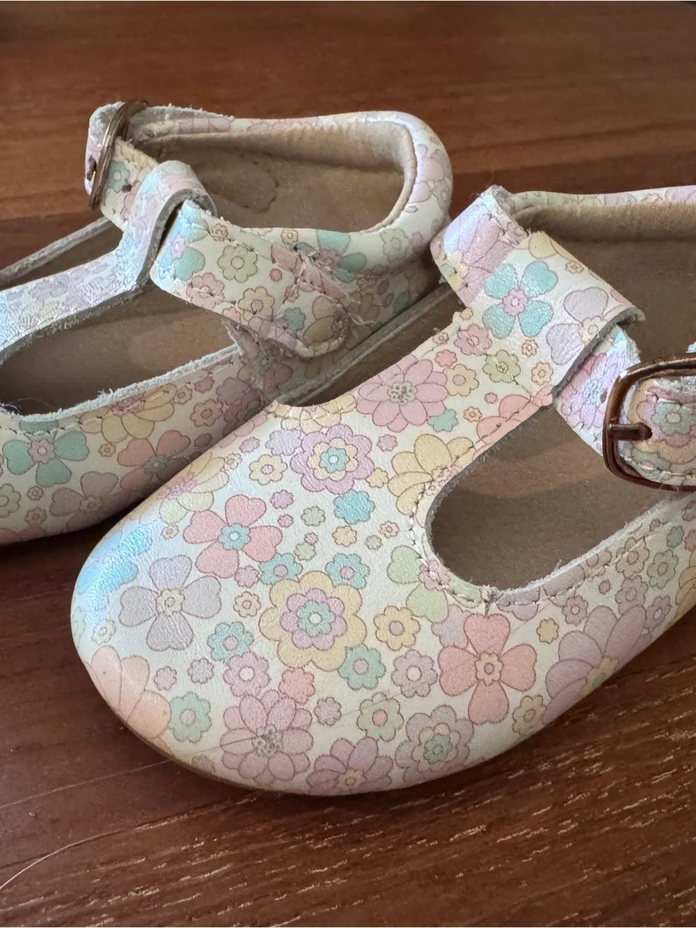 Girlhood Pastel Floral T-Strap Dress Shoes for Kids - Pink/Blue/Yellow